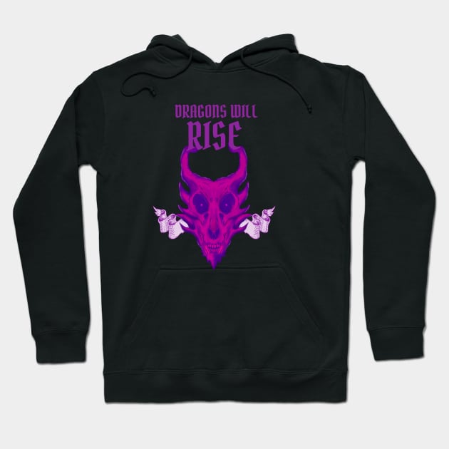 Dragons Will Rise - Purple Dragon Hoodie by PizzaZombieApparel